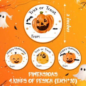 GOLRMC Halloween Gifts Tags Stickers, Happy Halloween Pumpkin Bats Spiders Stickers Thank You Sticker Label, 40 Sheets Round Halloween Stickers-A02