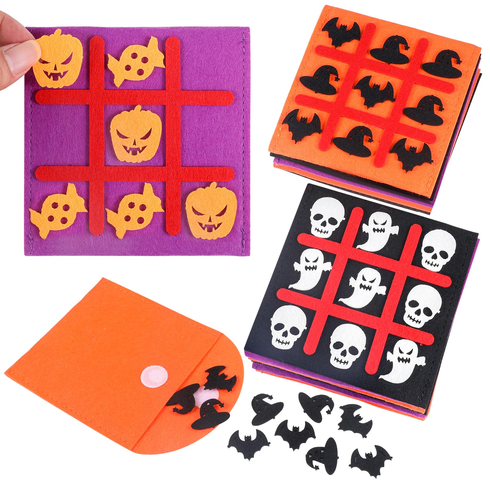 SRENJU SINU 12 Pack Halloween Party Favors Tic Tac Toe Board Games for Kids 4-8 8-12, Halloween Treats Non Candy Goodie Bag Stuffers, Bulk Toys Gifts for Boys Girls Classroom