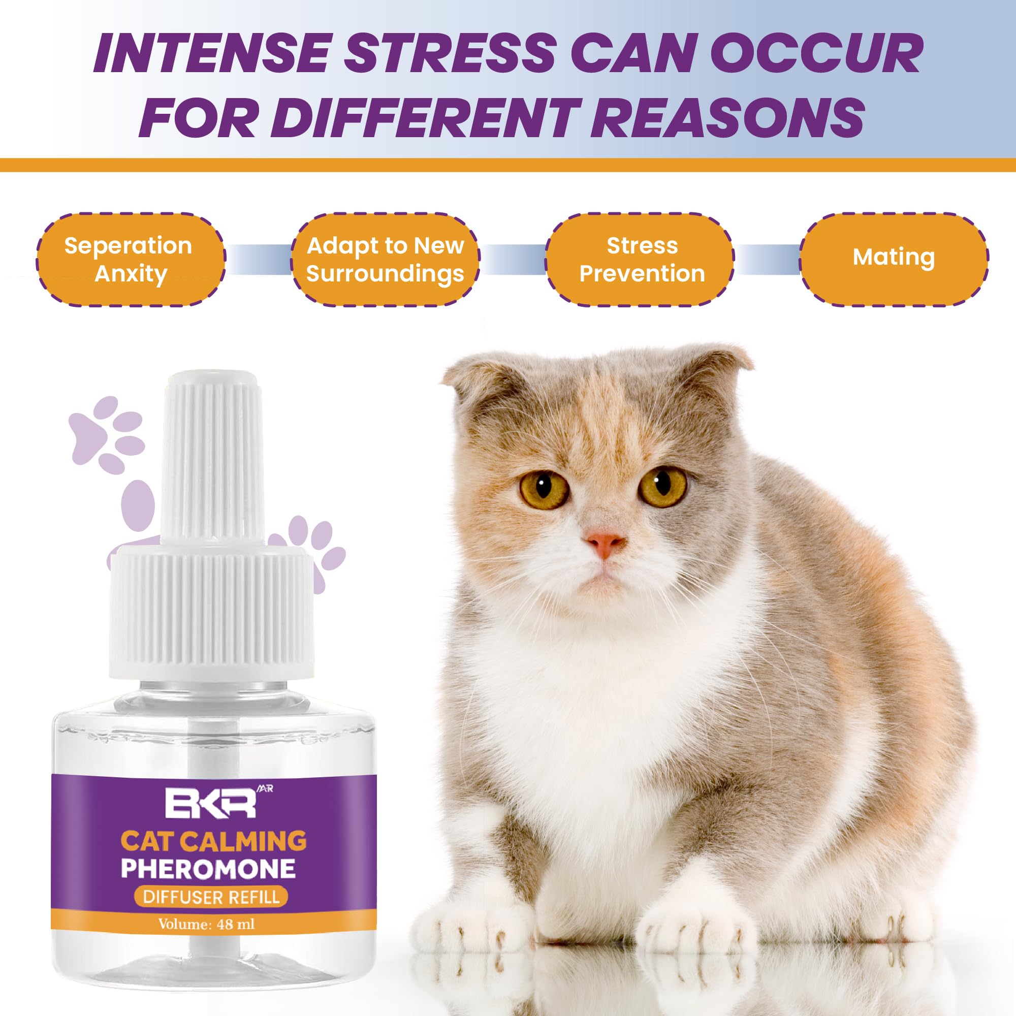 BKRMART Cat Pheromones Calming Diffuser 5 in 1 Therapet Md Cat Diffuser for All Cats, 1 Pheromone Cat Calming Diffuser & 4 Refills