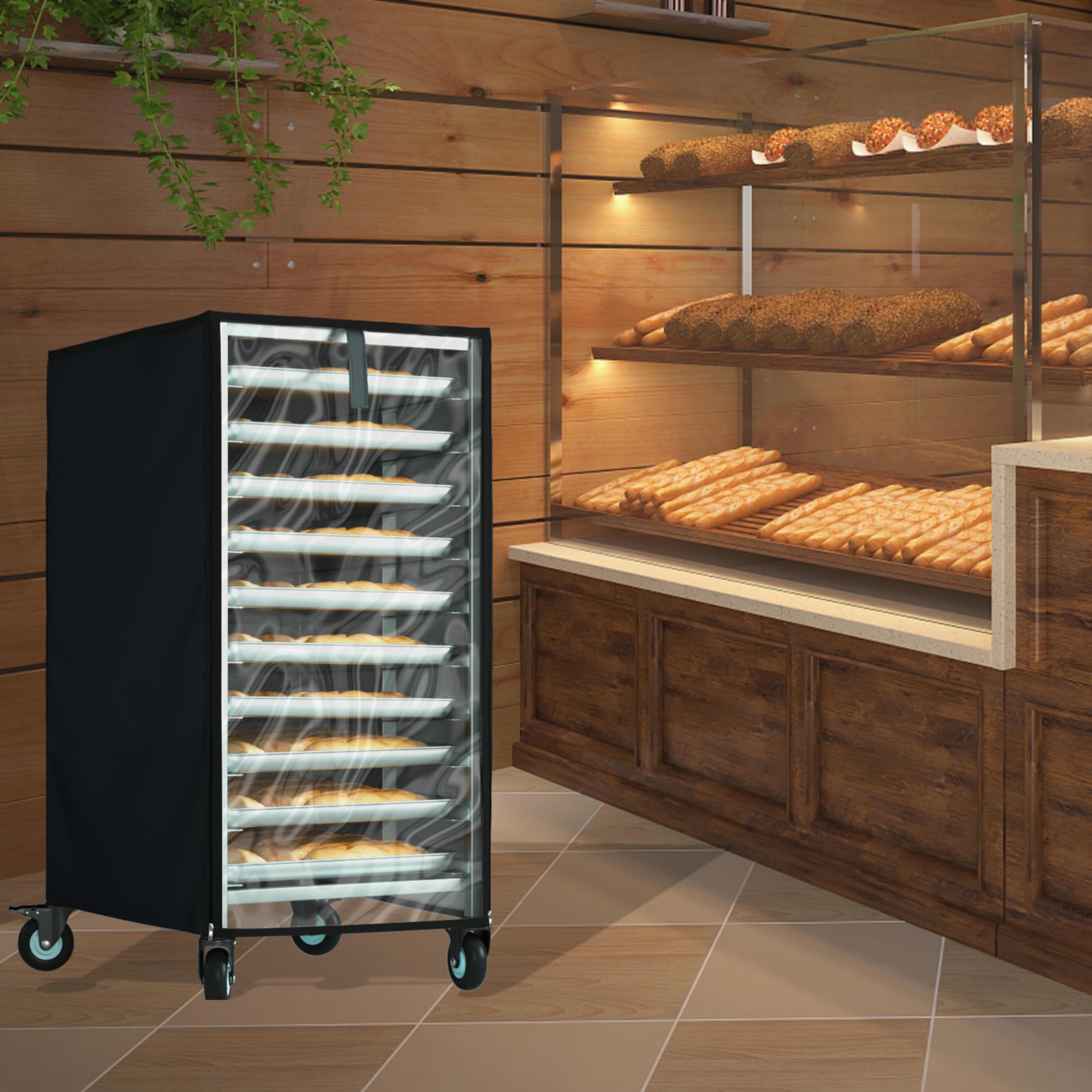 Pan Rack Cover， 23x28x32in，High Density Waterproof and Dustproof Bakery Rack Cover，Pan Rack Cover with Zipper