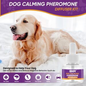 BKRMART Dog Pheromone Calming Diffuser 5 in 1 Appeasing Pet Pheromones Diffuser to Calm Kit 1 Diffuser & 4 Pheromone 48ml Refill for Anxiety Relief Reduce Barking Aggression Fighting Stress