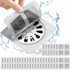 50pcs pack,4"" x 4"" disposable shower drain cover hair catcher shower drain mesh stickers, bathroom, laundry, bathtub, kitchen, sink, for human and pet hair, white