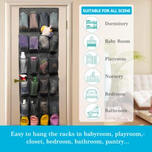 ZKXNBXX Over The Door Shoe Organizer with 24 Large Breathable Mesh Pockets Sturdy Closet Door Shoe Storage Holder Hanging SimpleHouseware Men Women Kids Shoe Holder for Rack (Black)