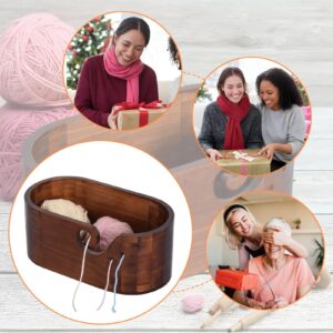 Yarn Bowl Holder - Weaving Thread Bowl, Yarn Storage Bowl | Portable Knitting Yarn Bowl, Wooden Yarn Storage Dispenser, Crochet Yarn Container for Knitting, Crocheting and Macrame, 11.2x6.1x4.7in