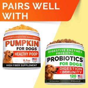 STRELLALAB Pumpkin for Dogs - High Fiber Powder Supplement - Stool Consistency and Softener - Digestion Support - Made in USA - Pumpkin 8oz