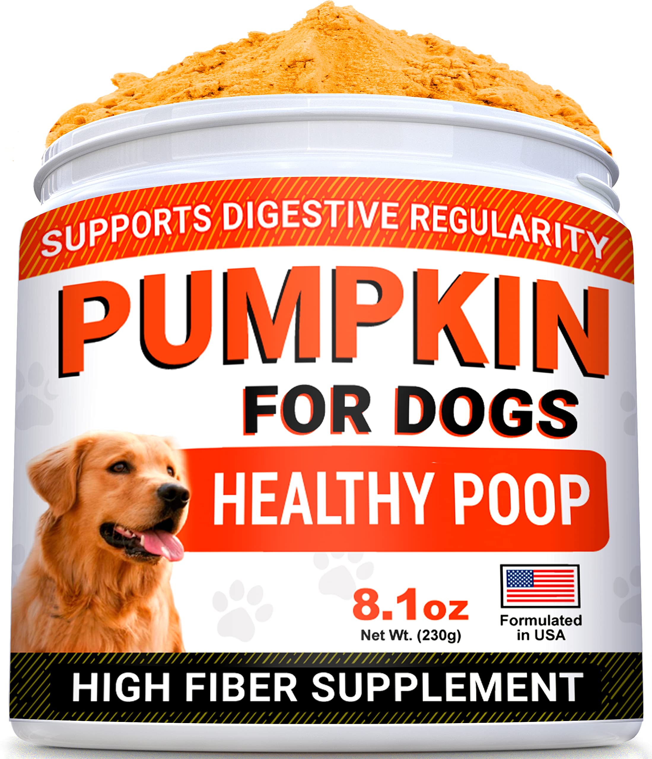 STRELLALAB Pumpkin for Dogs - High Fiber Powder Supplement - Stool Consistency and Softener - Digestion Support - Made in USA - Pumpkin 8oz