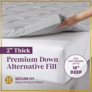 CirclesHome Mattress Pad - Queen Size Mattress Topper with Anti-Slip Anchors - 100% Cotton Filled with Alternative Down Filling - Soft Feel, Comfortable, Breatheable, and Assists with Back Relief