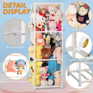 JAWNLITY Large Stuffed Animals Storage Zoo Cage, Creative PVC Stuffed Animal Zoo Holder, Space Saving Plush Toys Storage Organizer for Kids Room Playroom White