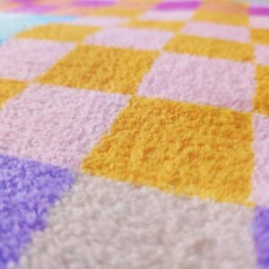 Multicolored Retro Funky Doormat 2'x3', Checkerboard Door Mat Washable Entryway Rug Small Area Rug for Bedroom/Kitchen