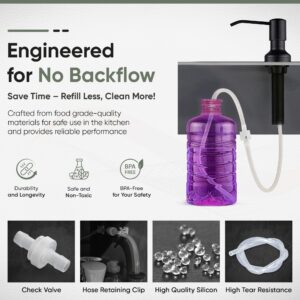 Strictly Sinks Soap Dispenser Extension Tube Kit - 47″ Under Sink Soap Dispenser Extension Tube Kit with Check Valve, Powerful Suction-No Backflow, with 4-Different Sizes for All Soap Bottles