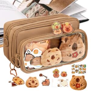 capybara pencil box student cartoon pen pouch capybara cute pencil case, big capacity pencil box with 10 compartments - multi-layer large capacity wide opening mouth cute pencil case