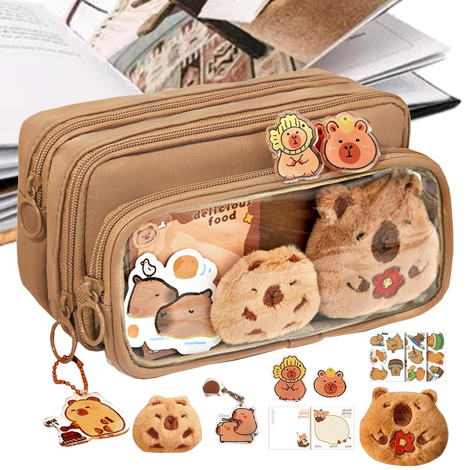 Capybara Pencil Box Student Cartoon Pen Pouch Capybara Cute Pencil Case, Big Capacity Pencil Box With 10 Compartments - Multi-layer Large Capacity Wide Opening Mouth Cute Pencil Case