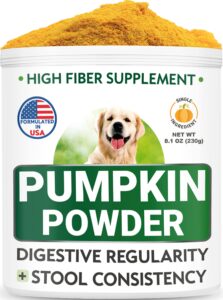 pumpkin for dogs - powdered fiber supplement and stool softener - treat diarrhea, constipation, upset stomach, food sensitivity - improve digestion - made in usa - 8oz pumpkin fruit and seed