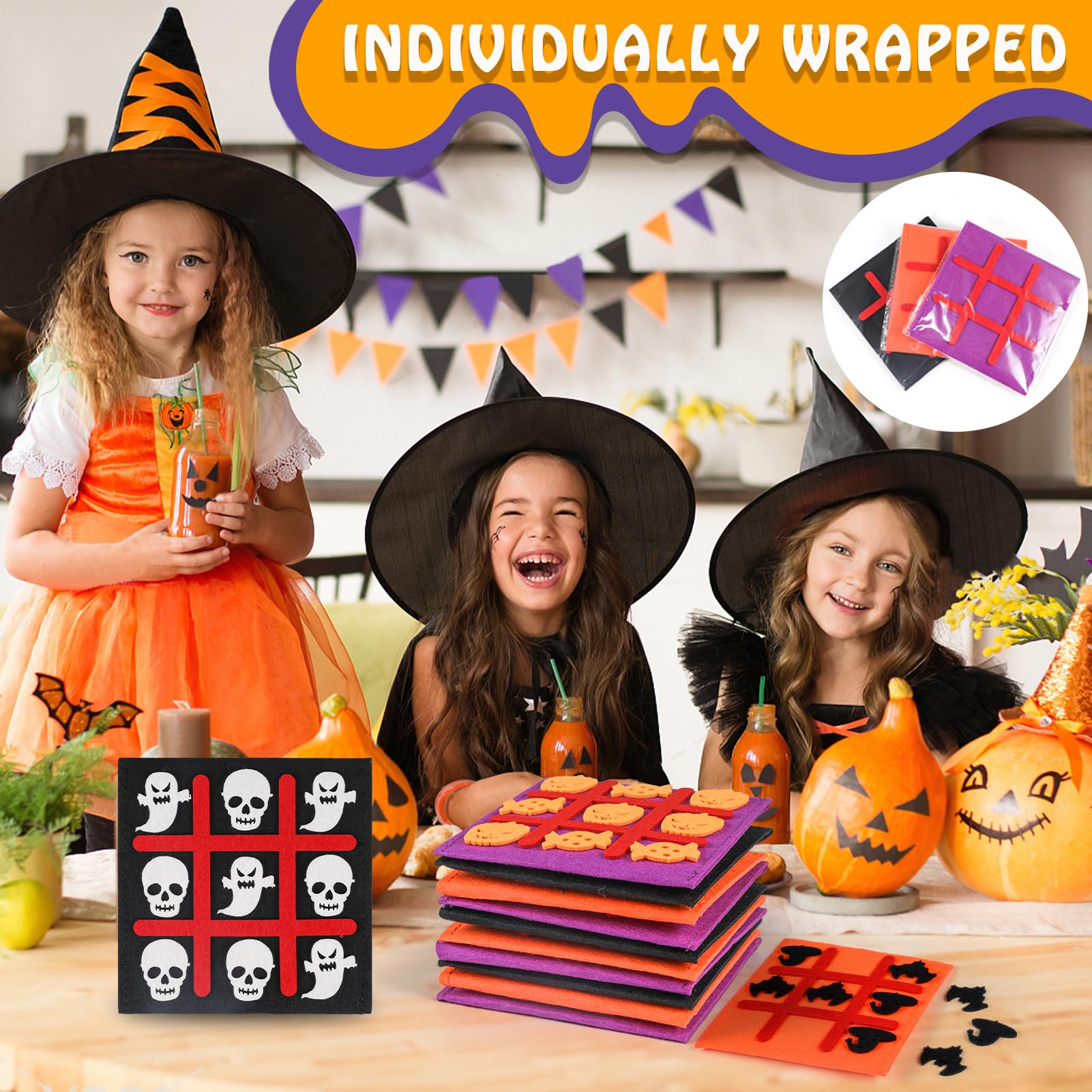 SRENJU SINU 12 Pack Halloween Party Favors Tic Tac Toe Board Games for Kids 4-8 8-12, Halloween Treats Non Candy Goodie Bag Stuffers, Bulk Toys Gifts for Boys Girls Classroom