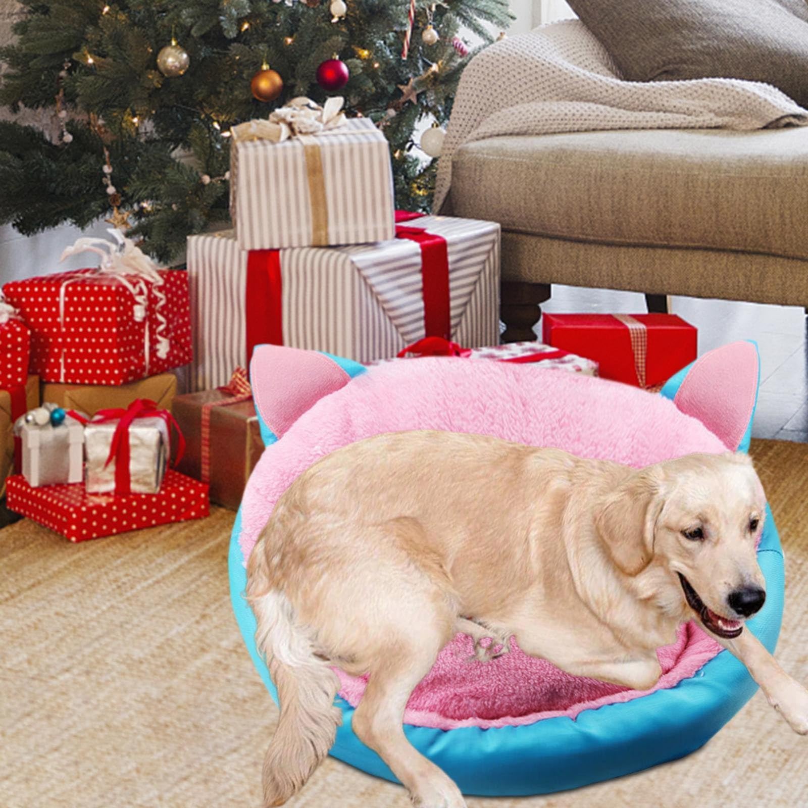 Dog Bed Calming Dog Beds for Small Dogs Buy Again Orders Round Pet Beds Removable and Washable Cat Ear Shape Washable Self Warming Cat Mat Warm Ultra Soft Anti Anxiety Dog Bed Dog Bed