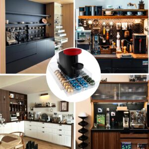 XronSlute for Nespresso Pods Holder,Vertuo Pod Holder,Acrylic 32 Large Pod Organizer,Clear Coffee Pod Capsule Drawer