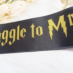 Bride to be Sash, From Muggle to Mrs. Sash for Bachelorette Weekend Party Sash Wizard Theme Sash,Engagement Party Decorations (Black)