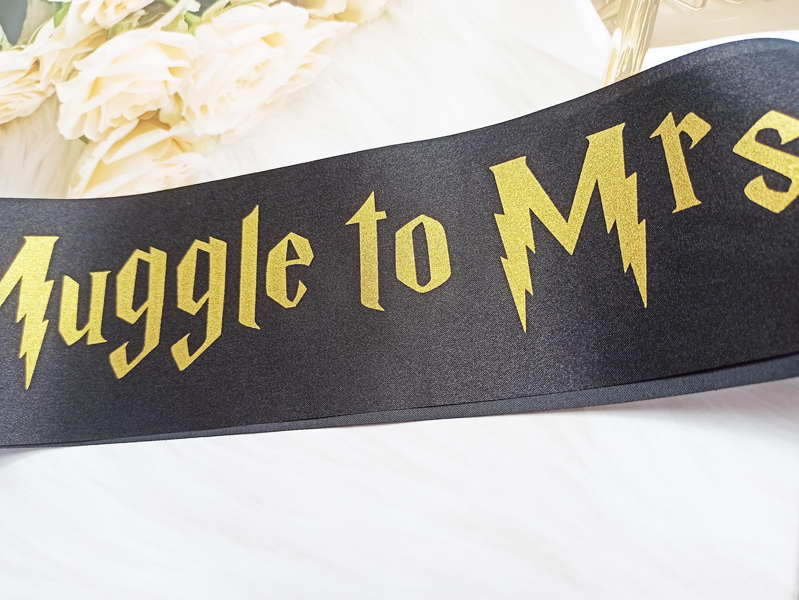 Bride to be Sash, From Muggle to Mrs. Sash for Bachelorette Weekend Party Sash Wizard Theme Sash,Engagement Party Decorations (Black)