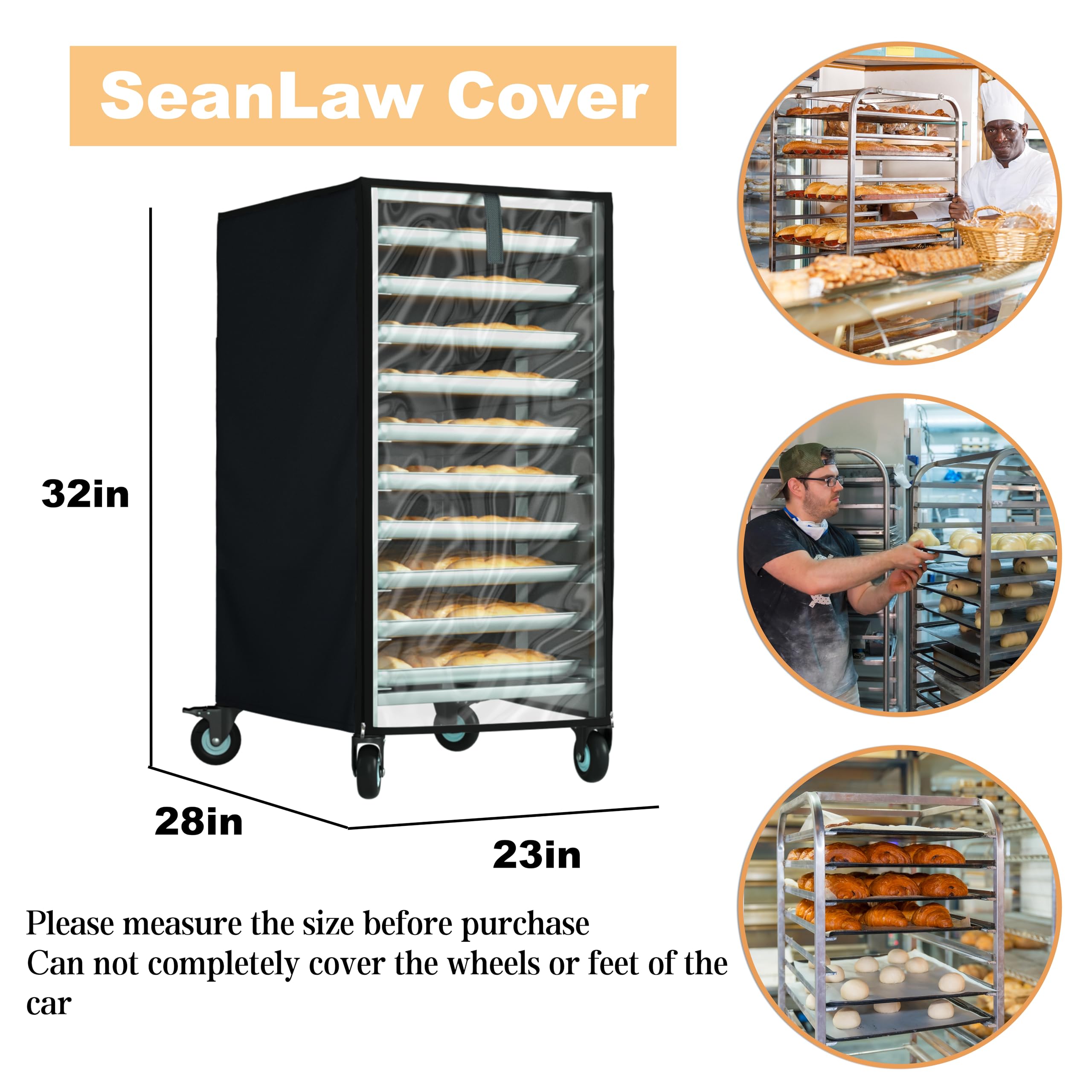 Pan Rack Cover， 23x28x32in，High Density Waterproof and Dustproof Bakery Rack Cover，Pan Rack Cover with Zipper