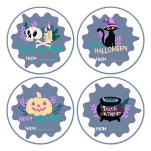 nuhany halloween gifts label stickers, funny cute halloween skull pumpkin gifts tags stickers for gifts bag decor, happy halloween holiday stickers decor for party-a02