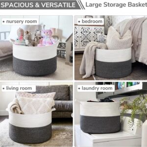 Extra Large Round Cotton Rope Storage Basket, Oversized Blanket, Laundry & Toy Bin Organizer