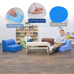 Children's Factory Library Lounger, Flexible Seating Classroom Furniture, Comfy Kids Chairs, Sky Blue, Single Lounger