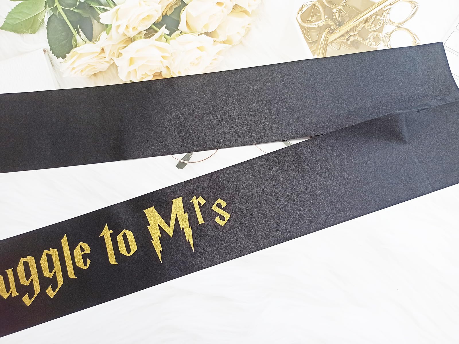 Bride to be Sash, From Muggle to Mrs. Sash for Bachelorette Weekend Party Sash Wizard Theme Sash,Engagement Party Decorations (Black)