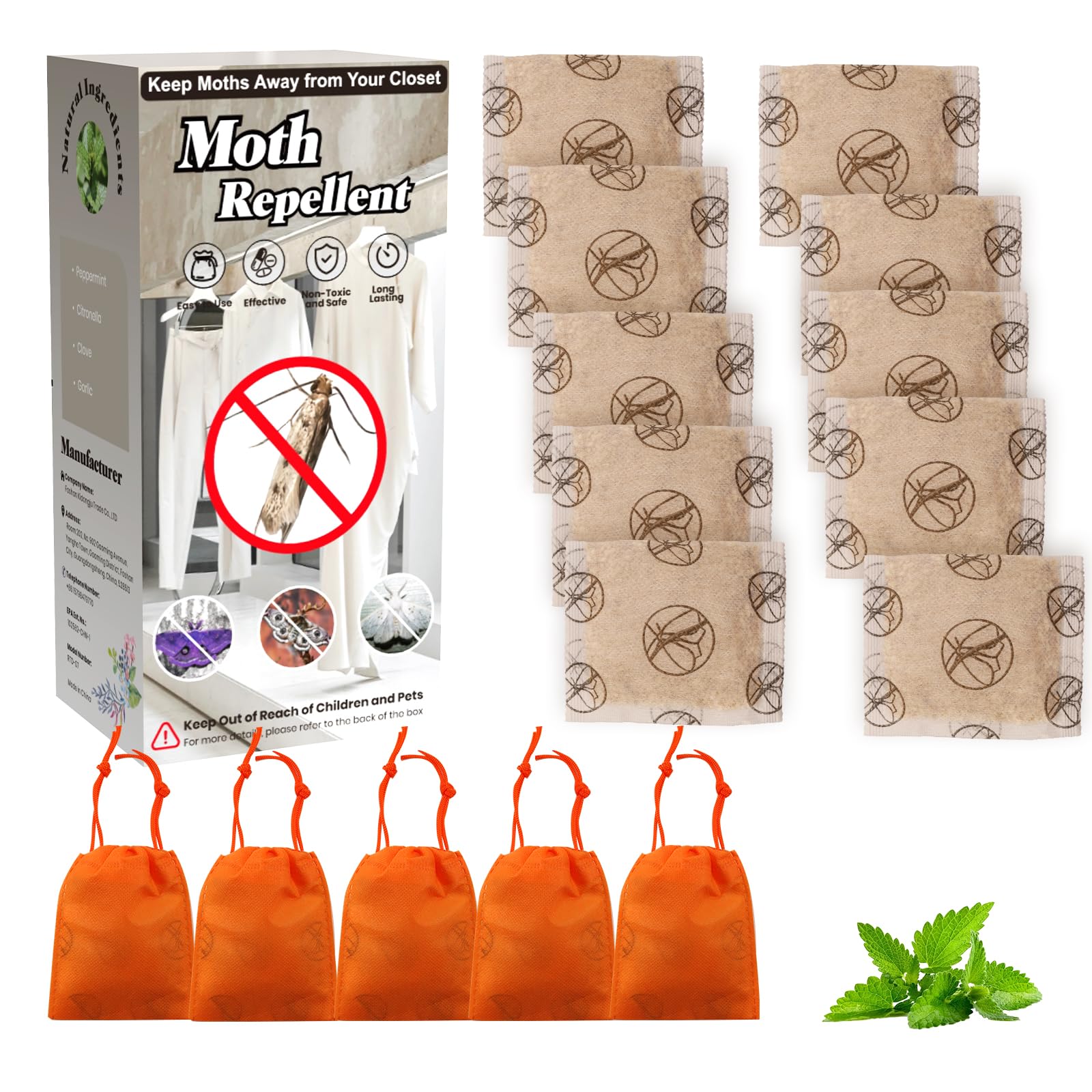 15 Pack Moth Repellent for Closets Made with Plant-Based Ingredients, Effective Moth Repellent for House to Get Rid of Moths from Closets, Drawers, Wardrobes, Storage Boxes, Insect Traps for Indoor