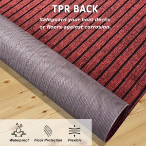 JILIEASE Boat Carpet Marine Grade with Stripe Red,Waterproof TPR Back for Outdoor Patio Porch Deck Garage Indoor Outdoor Area Rug Runner Non-Slide Rug (Red-Black with TPR Back, 6 × 18 ft(108 sq.ft))