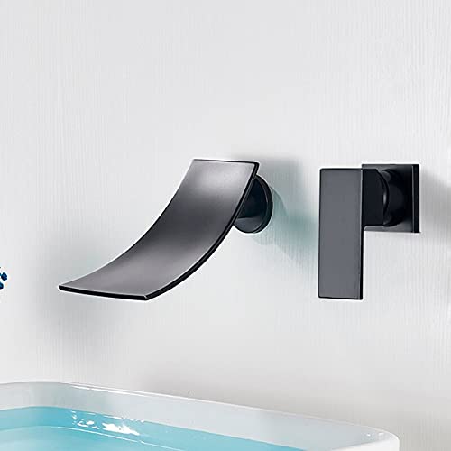 PGBDQHFF Gold/Black Waterfall Basin Faucet Wall Mounted for Bathroom Faucets Bath Basin Sink Tap Bathtub Hot and Cold Water Mixer