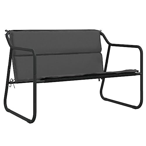 2-Seater Patio Bench with Cushion Anthracite Steel,2Seater Outdoor Patio Bench with Comfortable Cushions and UVResistant Textilene for Gardens and Terraces Patio Benches, Outdoor Furniture, Outdoor Be