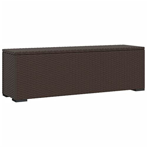 MINERWALL Ottoman Bench with Cushion Brown 43.3"x11.8"x15.7" Poly Rattan,Rattan Ottoman Bench with Removable Cushion for Patio and Garden Patio Benches, Outdoor Furniture, Outdoor Benches