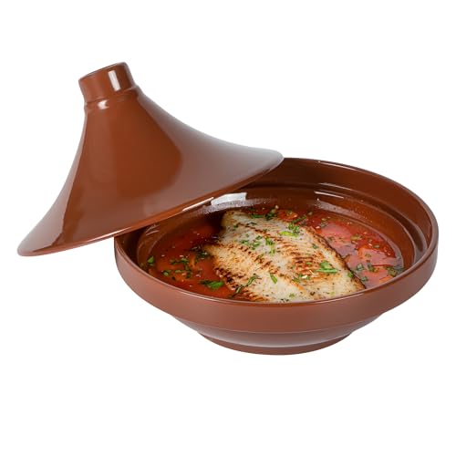 Restaurantware-Terra Tek 26 Ounce Terracotta Tagine Pots, 8 Microwavable Tagine Pots - Glazed Interior, Oven-Ready, Terracotta Serving Pots, Dishwashable, For Cooking And Serving