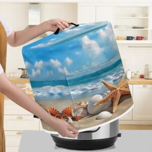 Yuresuaet Beach Electric Rice Cooker Covers 3 Quart Butterfly Print Appliance Cover Portable with Mesh Pocket and Top Handle Dust Protection Water Resistant Rice Cooker Cover for Kitchen