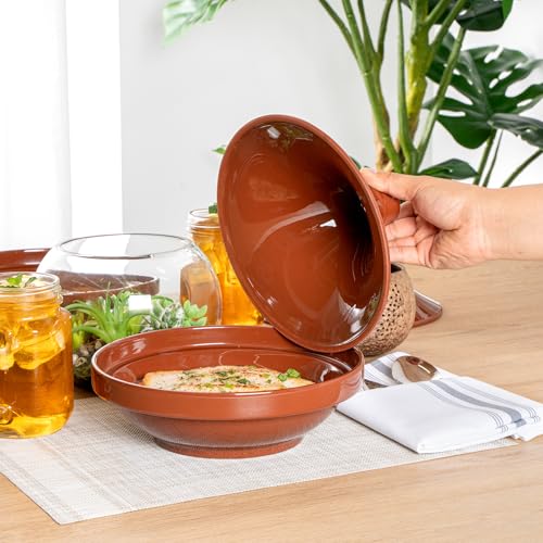 Restaurantware-Terra Tek 26 Ounce Terracotta Tagine Pots, 8 Microwavable Tagine Pots - Glazed Interior, Oven-Ready, Terracotta Serving Pots, Dishwashable, For Cooking And Serving