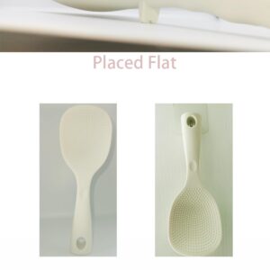 Minchsrin 2Pcs of Silicone Rice Ladle Rice Serving Spoon Easy To Clean Rice Spoon for Electric Rice Cooker Rice Paddle for Kitchen (Cream)