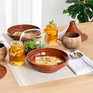 Restaurantware-Terra Tek 26 Ounce Terracotta Tagine Pots, 8 Microwavable Tagine Pots - Glazed Interior, Oven-Ready, Terracotta Serving Pots, Dishwashable, For Cooking And Serving