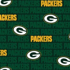 green bay packers cotton fabric - nfl team logo cotton fabric by the yard, fat quarter, half yard, 1 yard, 2 yard cuts