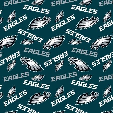 Philadelphia Eagles Cotton Fabric - NFL Team Logo Cotton Fabric by The Yard, Fat Quarter, Half Yard, 1 Yard, 2 Yard Cuts