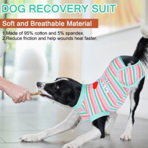 GreenJoy Get-Well-Soon Dog Surgery Recovery Suit - Soft Breathable Dog Onesie Post Spay,Neuter,E-Collar & Cone Alternative Dog Bodysuit for Small, Medium, Large Dogs (Green Stripes, XL)