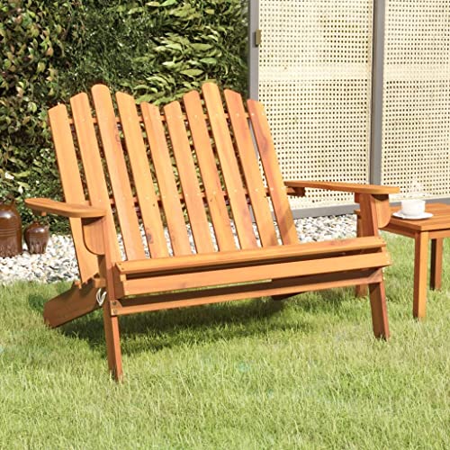 MINERWALL Adirondack Patio Bench 49.6" Solid Wood Acacia,Adirondack Patio Bench: All Weather Wooden Bench for Comfortable Outdoor Relaxation Patio Benches, Outdoor Furniture, Outdoor Benches