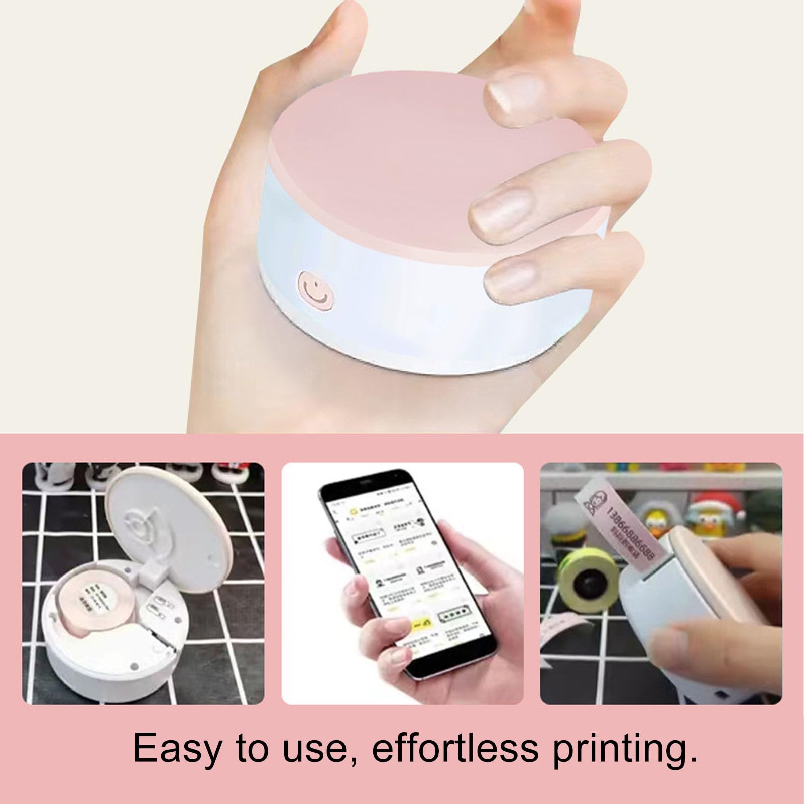 Sanpyl Portable Thermal Label Printer Mini Pocket Printer Smart Printer for Android for iOS Phones Home Office 1000mAh Battery