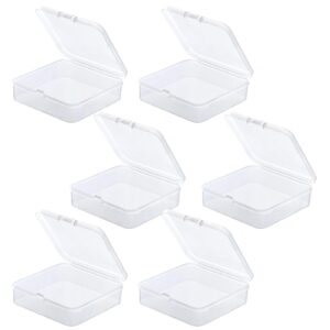 koceci 6 pcs small plastic containers with lids, bar soap travel case, clear plastic beads storage, desk pet containers, bobby pin holder, craft storage box (transparent)