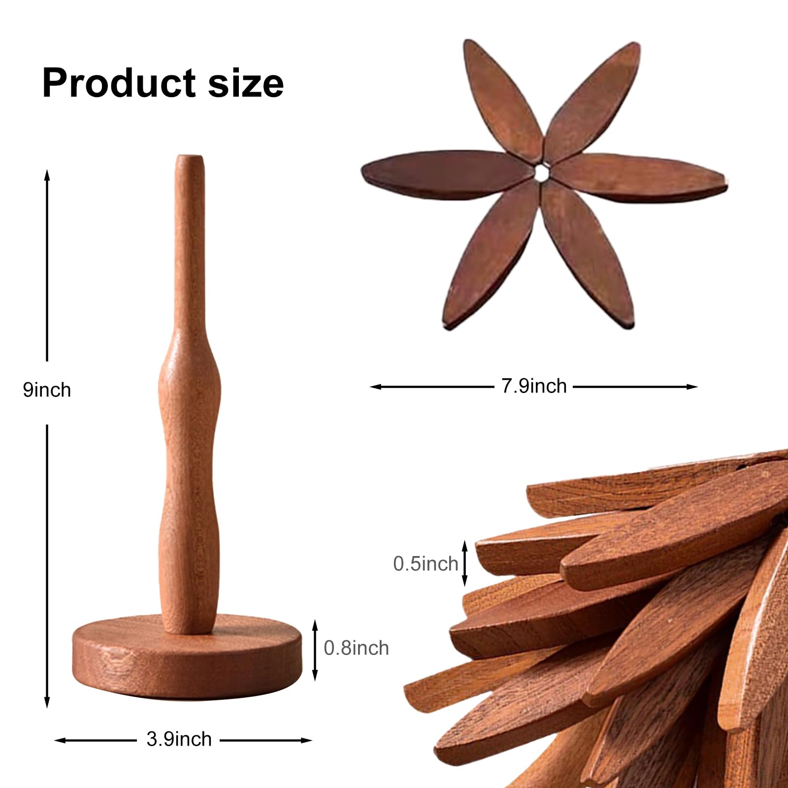 Wooden Trivets for Hot Dishes-Tree Shape Trivet Set,Trivets for Hot Dishes - 4 Wooden Trivet + 1 Stand for Hot Dishes/Pot/Bowl/Teapot/Hot Pot Holders (Walnut)