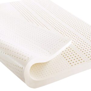 talatex natural latex mattress topper, premium latex with organic mattress cover, medium firmness help relief shoulder & back pain (white, california king, 3, inches)