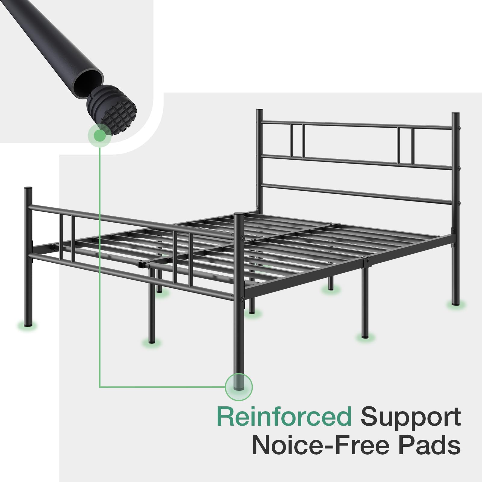 Novilla Queen Bed Frame Simplicity Style with Headboard and Footboard, 14" High Metal Platform Bed Frame for Bedroom, Guest Room, Heavy Duty Metal Slats Support, No Box Spring Needed, Easy Assembly