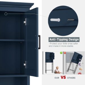 Baztin Over The Toilet Storage Cabinet, Over Toilet Storage with Door Above Toilet Storage Cabinet Freestanding Space Saver Behind Toilet Bathroom Organizer Over Toilet Bathroom Organizer, Ultramarine