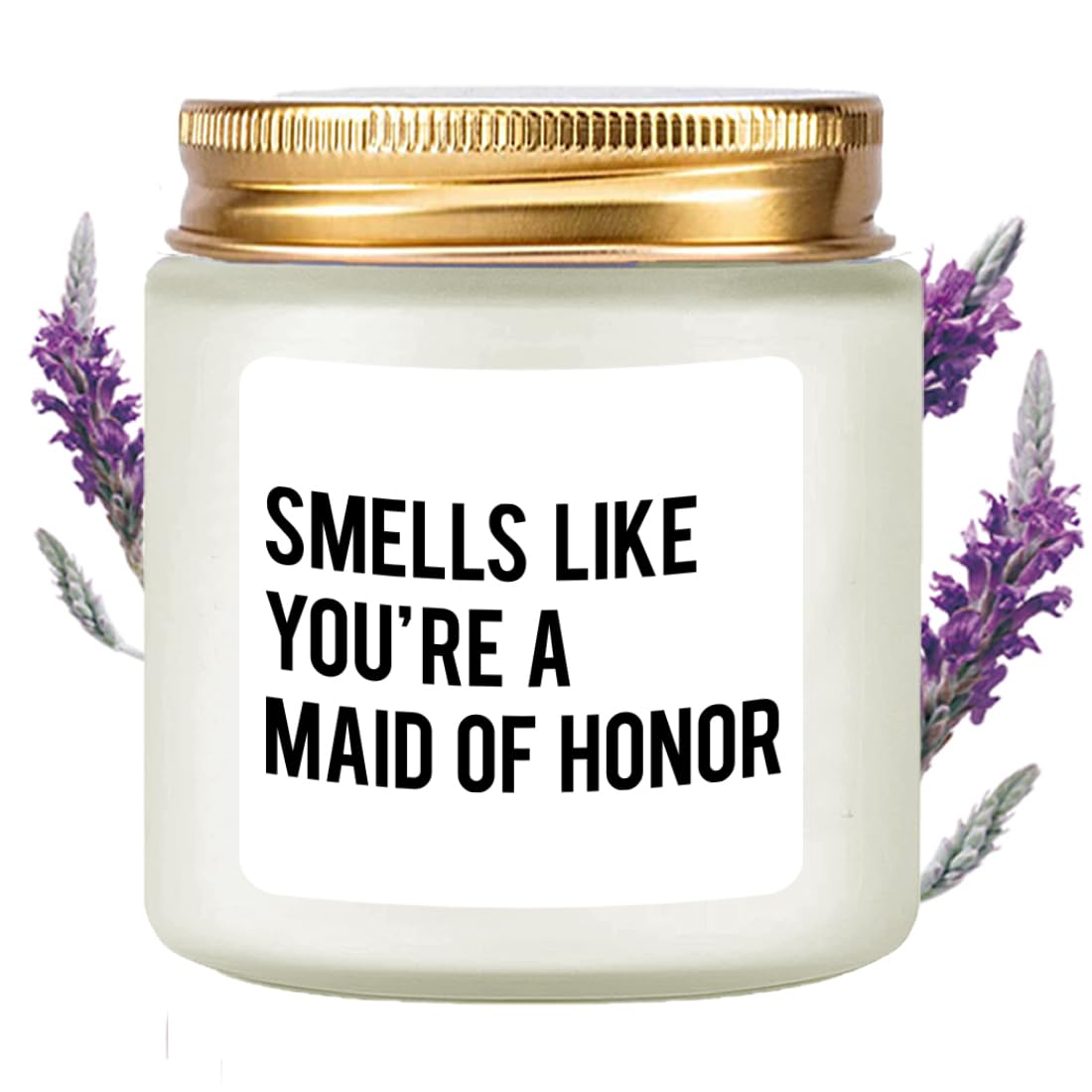 LAMIVEENLA Maid of Honor Gifts Scented Candle Lavender - Cool Bridesmaid Gifts for Matron of Honor Gifts Maid of Honor Proposal Gifts Soy Candle 4oz