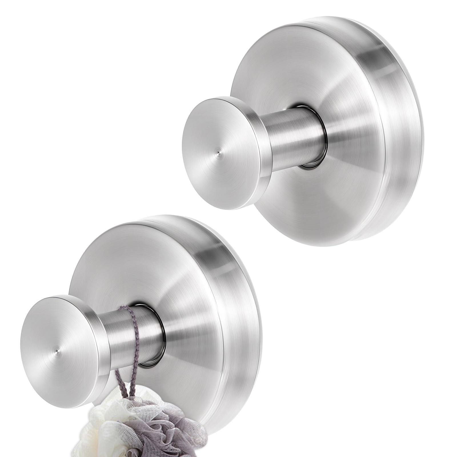 Lusofie 2 Pack Suction Cup Hooks for Shower Stainless Steel Shower Suction Hooks for Bathroom Hanging Towels Robe Loofah,Suction Shower Hooks for Glass Shower Doors Tile Mirrors,Sliver