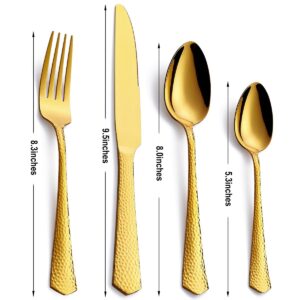 FONGDANLAITE 24-Piece Gold Flatware Set, Stainless Steel Silverware Set, Cutlery Set Service for 6, Spoons and Forks Set Dishwasher Safe